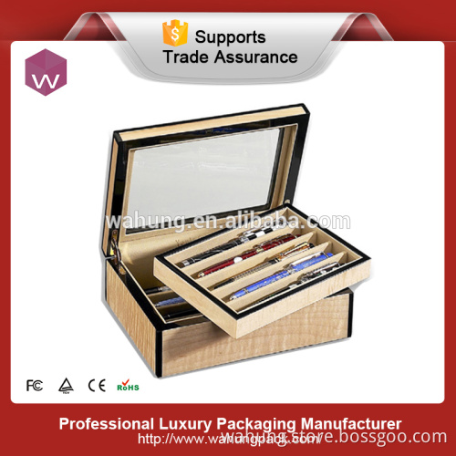 luxury double layer wooden pen gift box wholesale